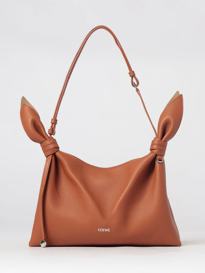 calfskin leather shoulder bag with knot detail and adjustable handle