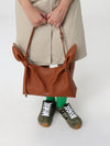 calfskin leather shoulder bag with knot detail and adjustable handle
