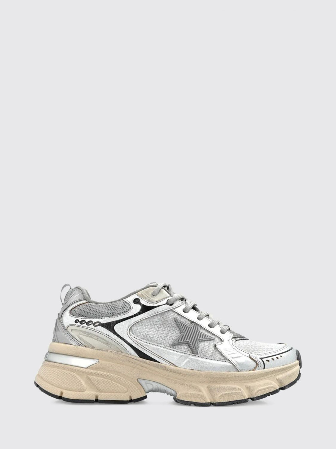 GOLDEN GOOSE 36 lightstar low-top trainers in laminated nappa with worn effect