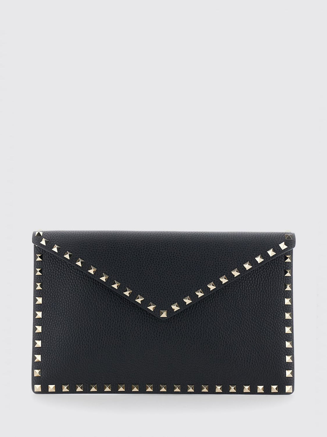 VALENTINO GARAVANI OS rockstud grained calfskin leather envelope clutch with studs