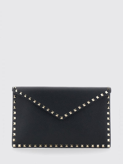 rockstud grained calfskin leather envelope clutch with studs