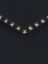 rockstud grained calfskin leather envelope clutch with studs