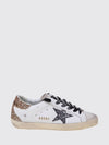super-star distressed leather and glitter sneakers