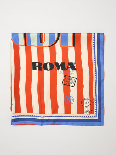 square silk foulard with a two-tone striped pattern