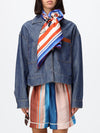 square silk foulard with a two-tone striped pattern