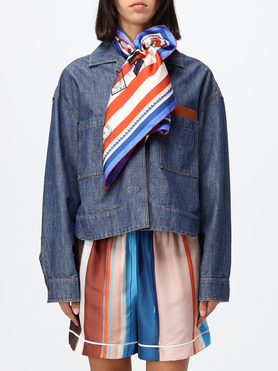 square silk foulard with a two-tone striped pattern