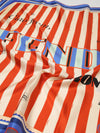 square silk foulard with a two-tone striped pattern