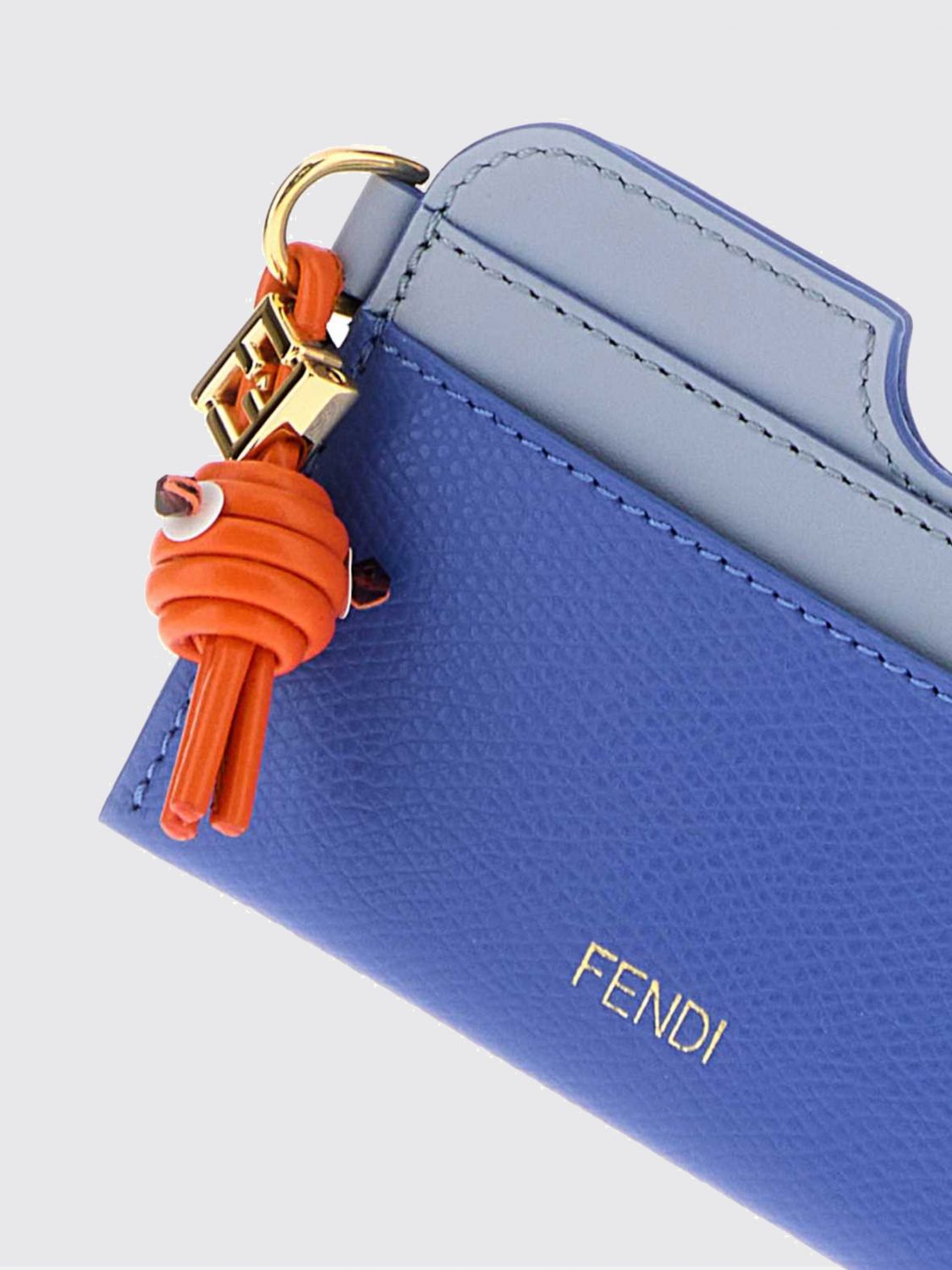 ff diamonds bicolor calfskin card holder with charm