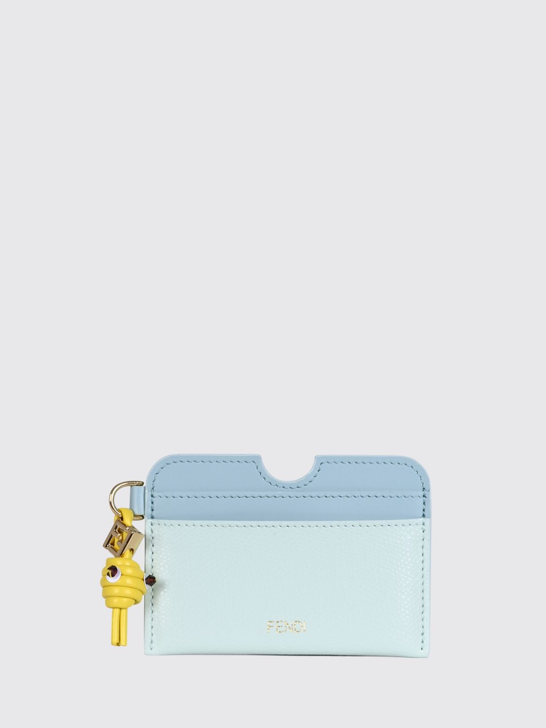 ff diamonds bicolor calfskin card holder with charm