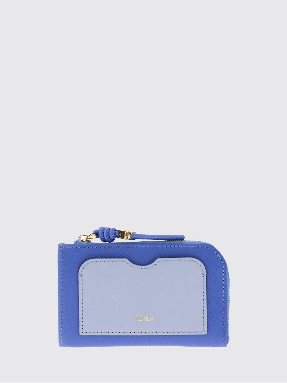 bicolor calfskin zip card holder with ring