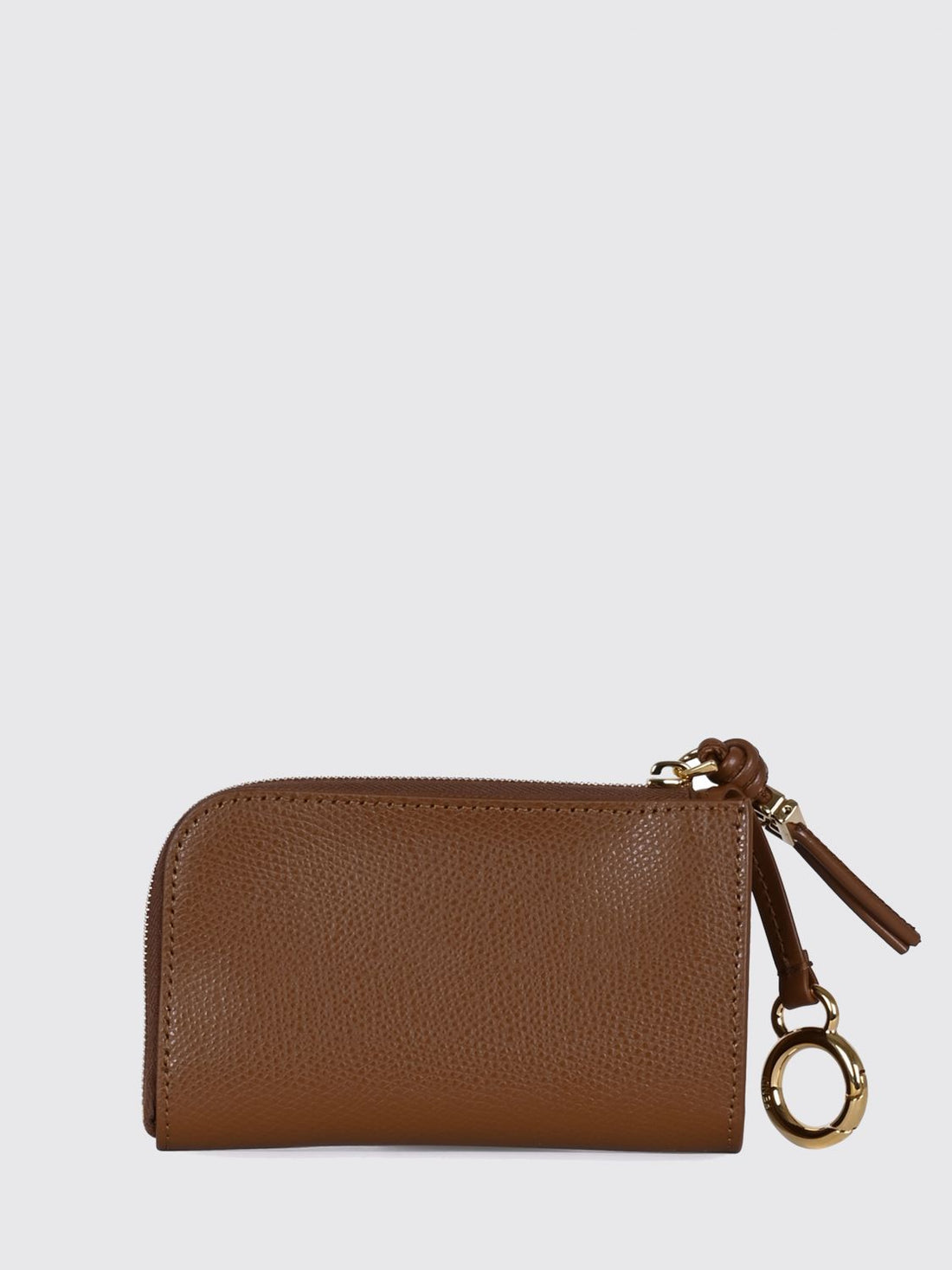 FENDI OS bicolor calfskin zip card holder with ring