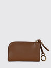 bicolor calfskin zip card holder with ring