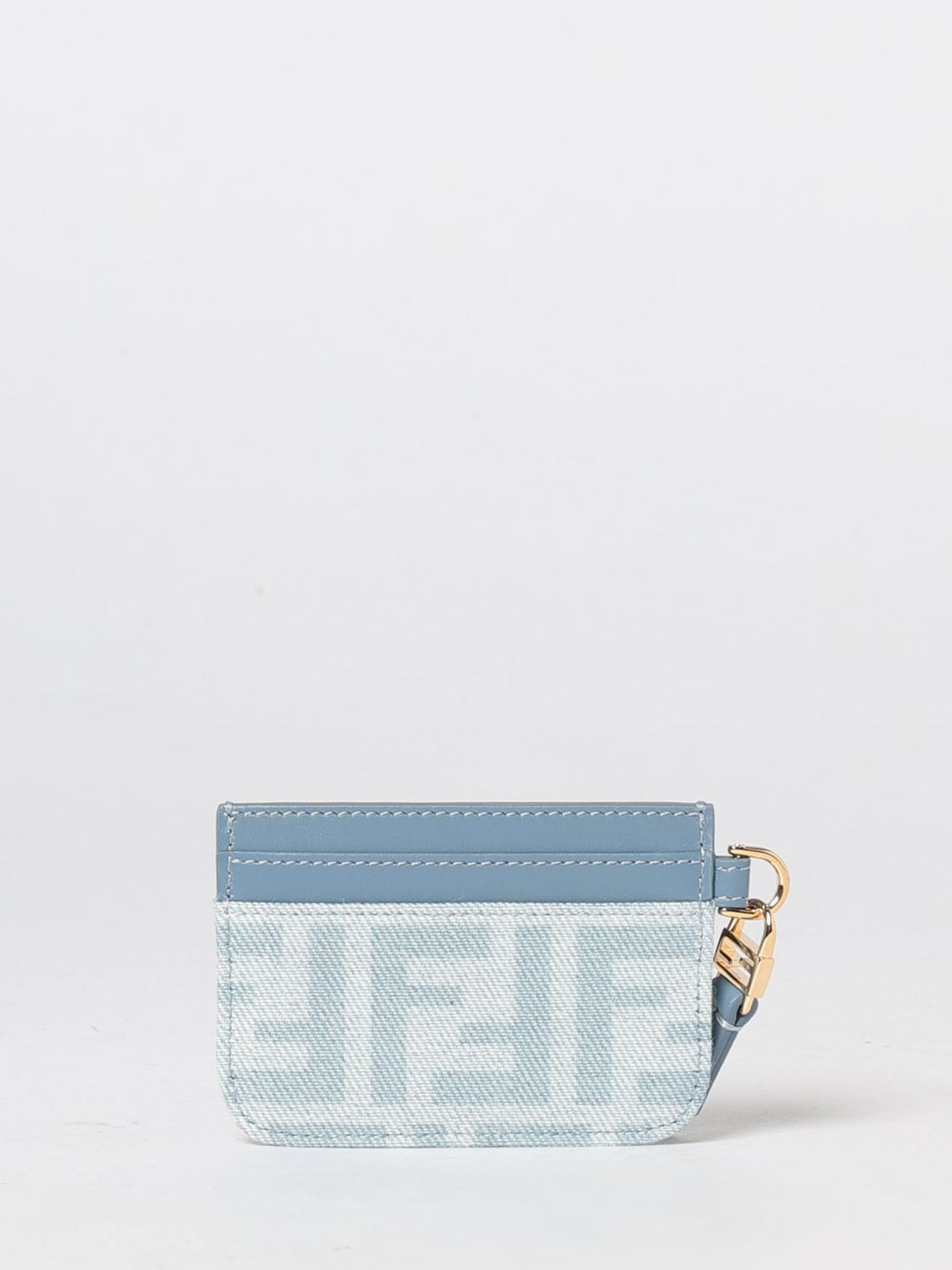 FENDI OS ff monogram print denim and leather flat card holder