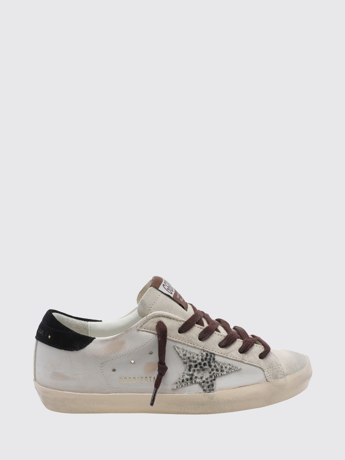 super-star distressed leather and pony hair sneakers