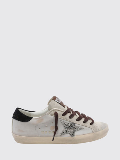 super-star distressed leather and pony hair sneakers
