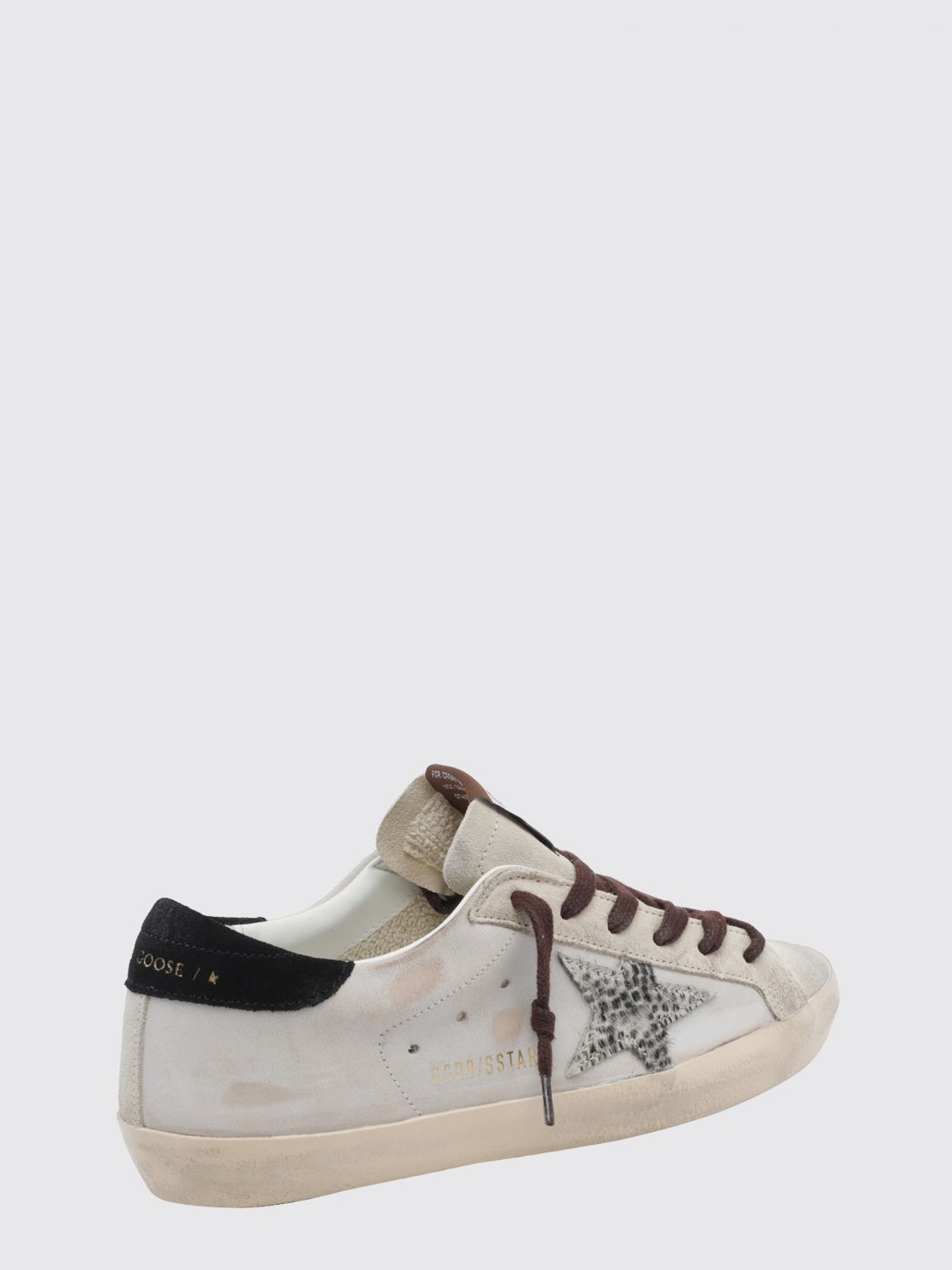 super-star distressed leather and pony hair sneakers