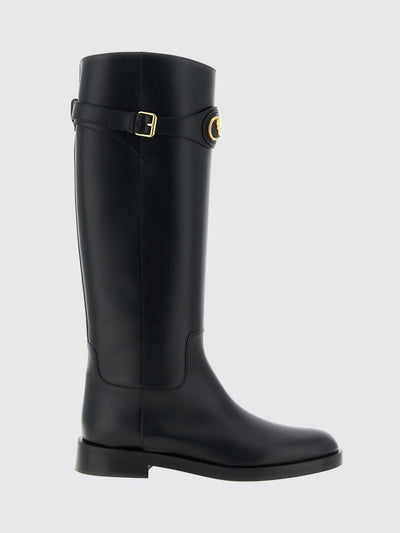 knee-high vlogo signature boots in calfskin leather