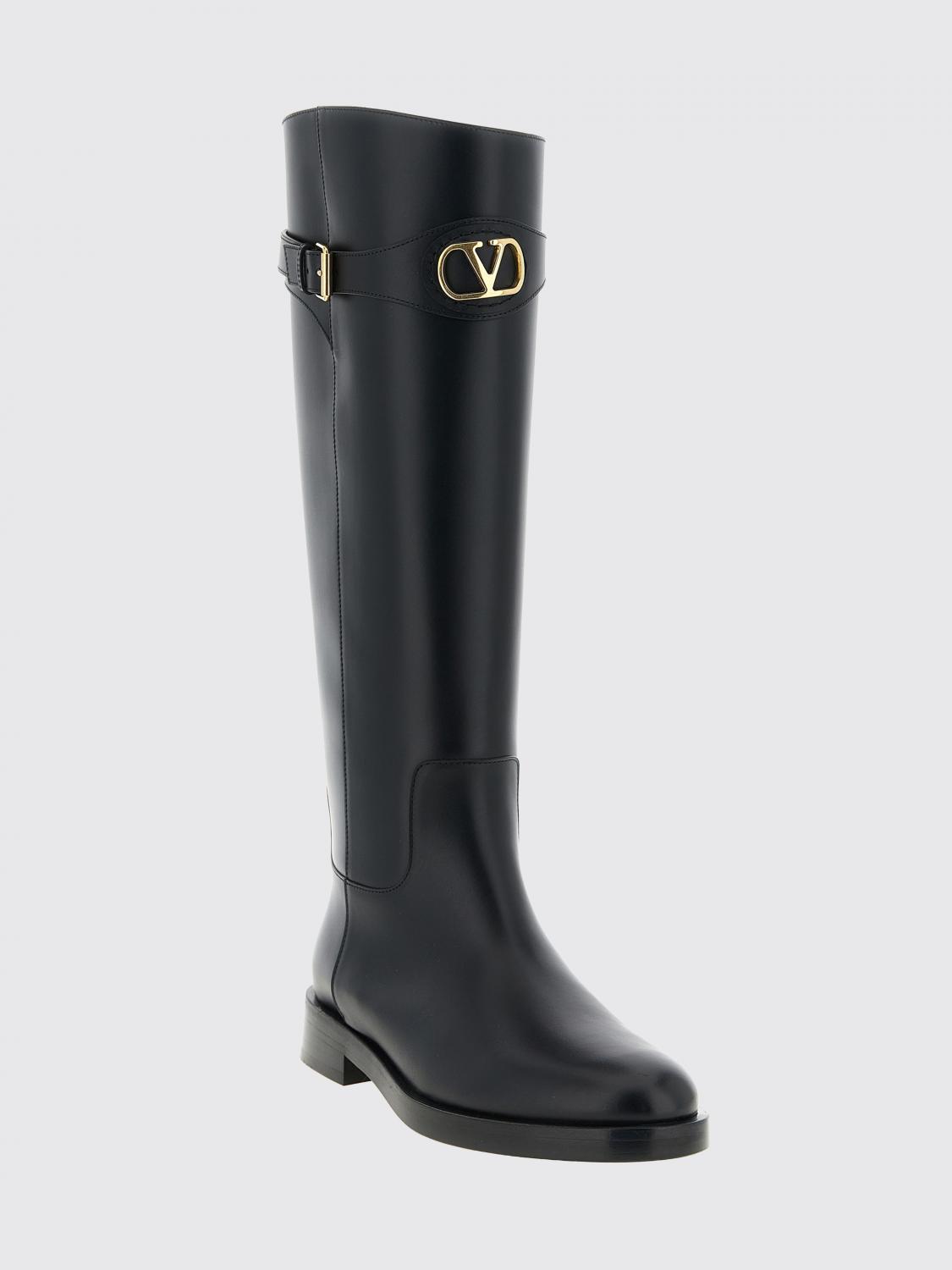 knee-high vlogo signature boots in calfskin leather