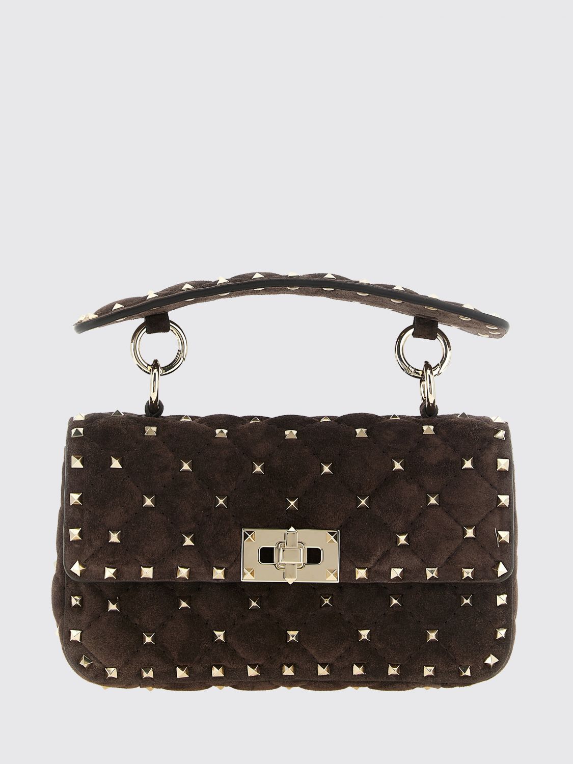 rockstud spike handbag in quilted leather with studs