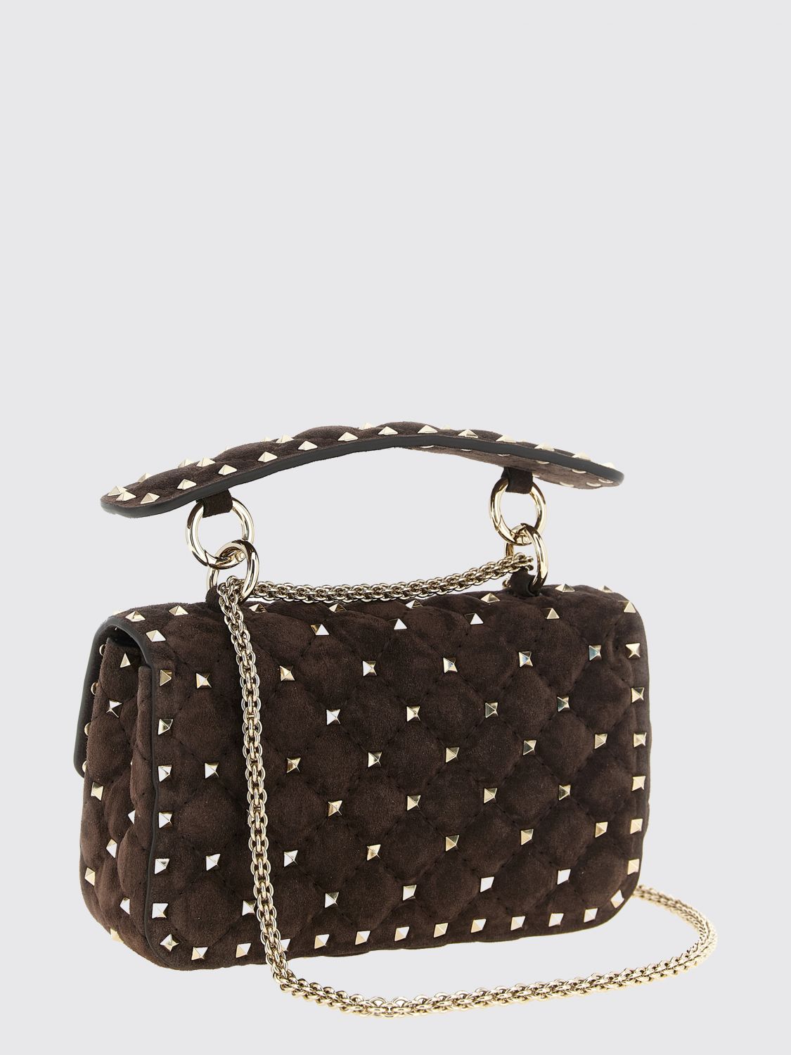rockstud spike handbag in quilted leather with studs