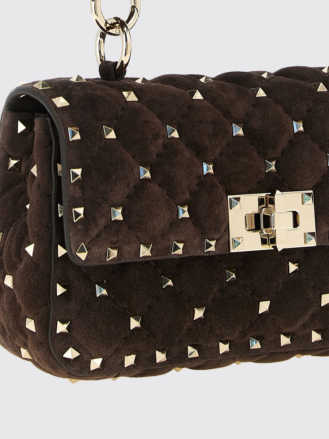 rockstud spike handbag in quilted leather with studs