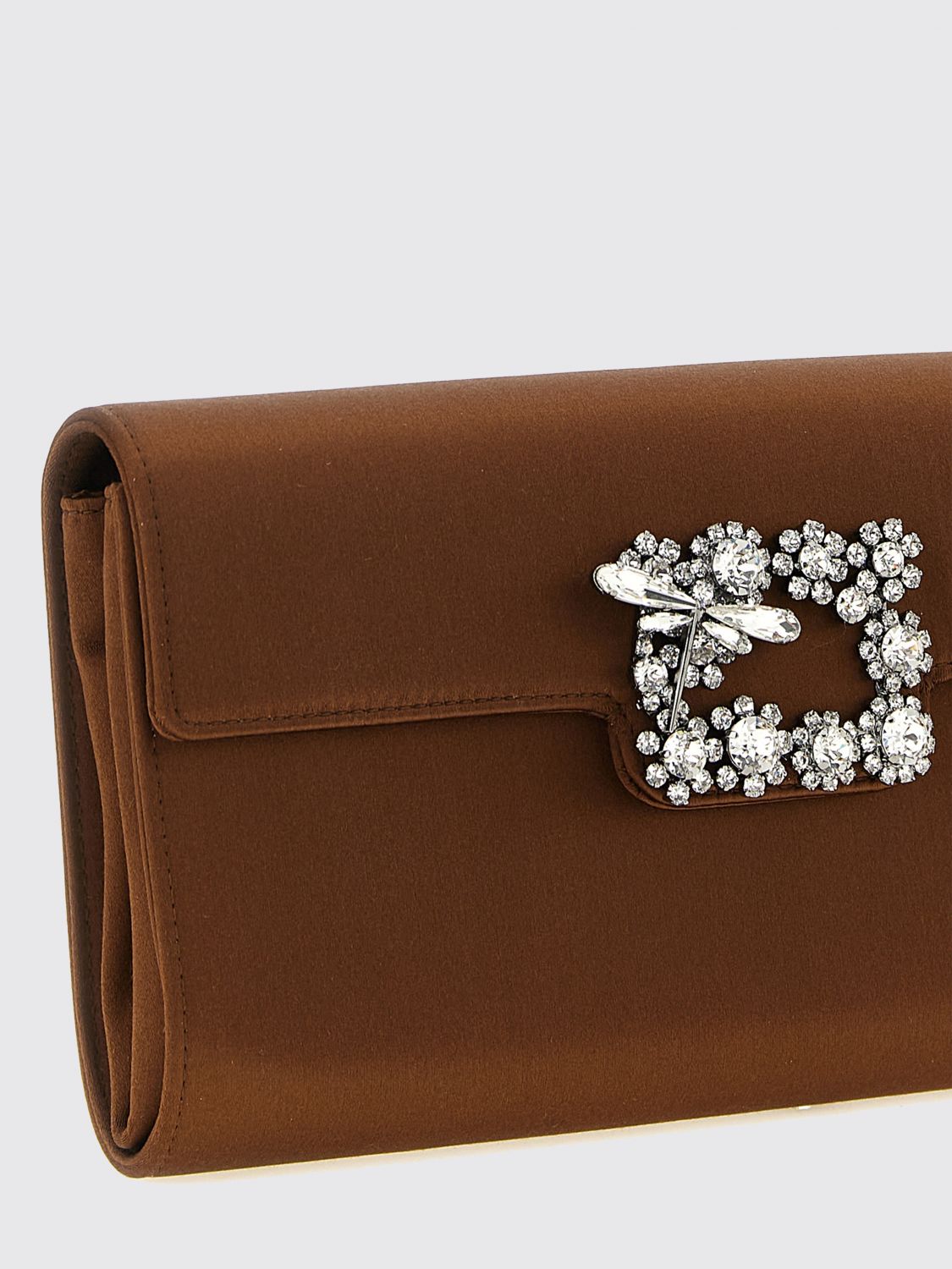 mini satin bucket bag with jewel buckle