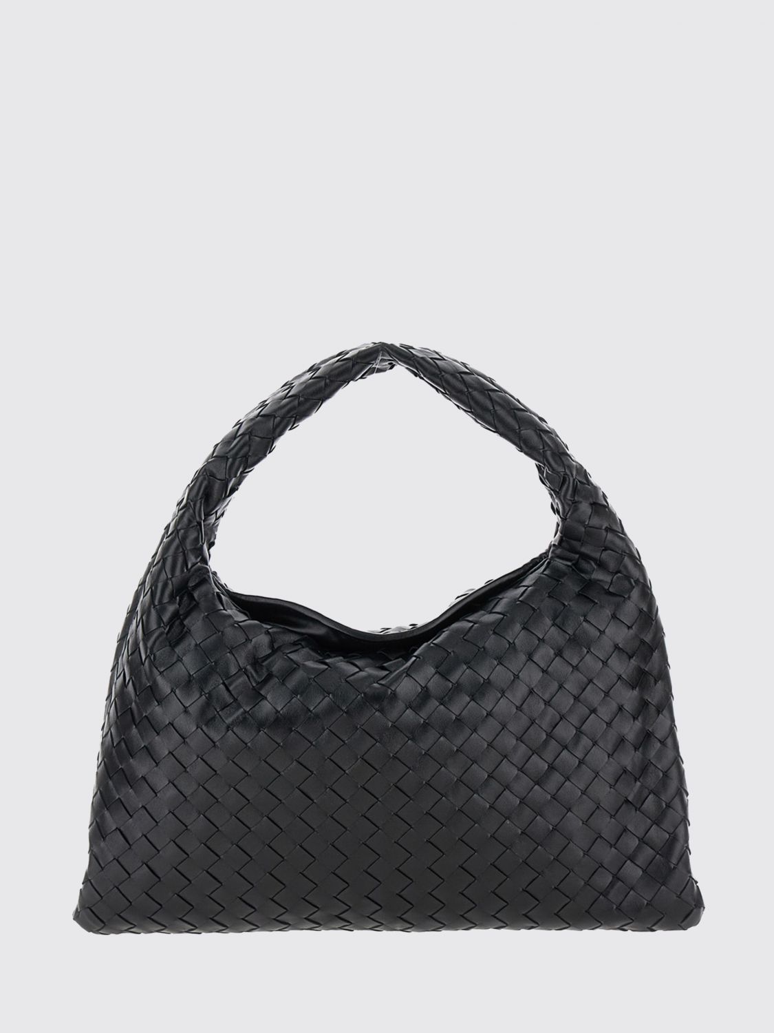 hop intrecciato calfskin shoulder bag with woven handle