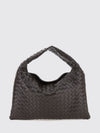 hop intrecciato calfskin shoulder bag with woven handle