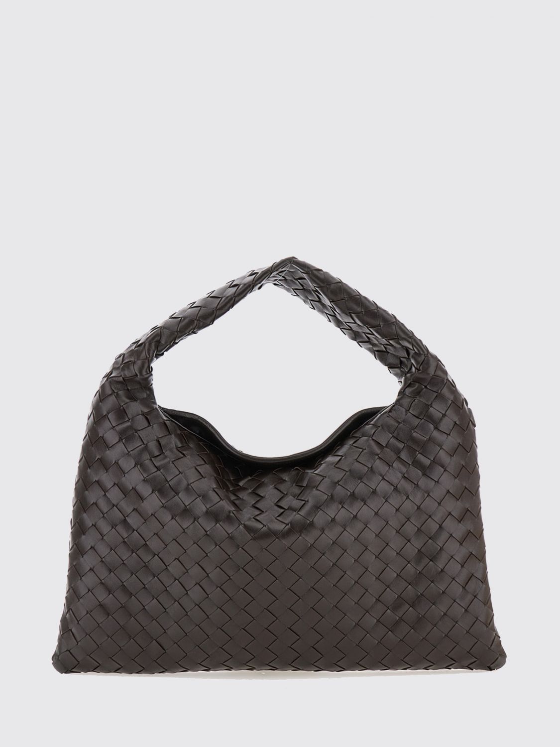 hop intrecciato calfskin shoulder bag with woven handle