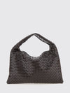 hop intrecciato calfskin shoulder bag with woven handle