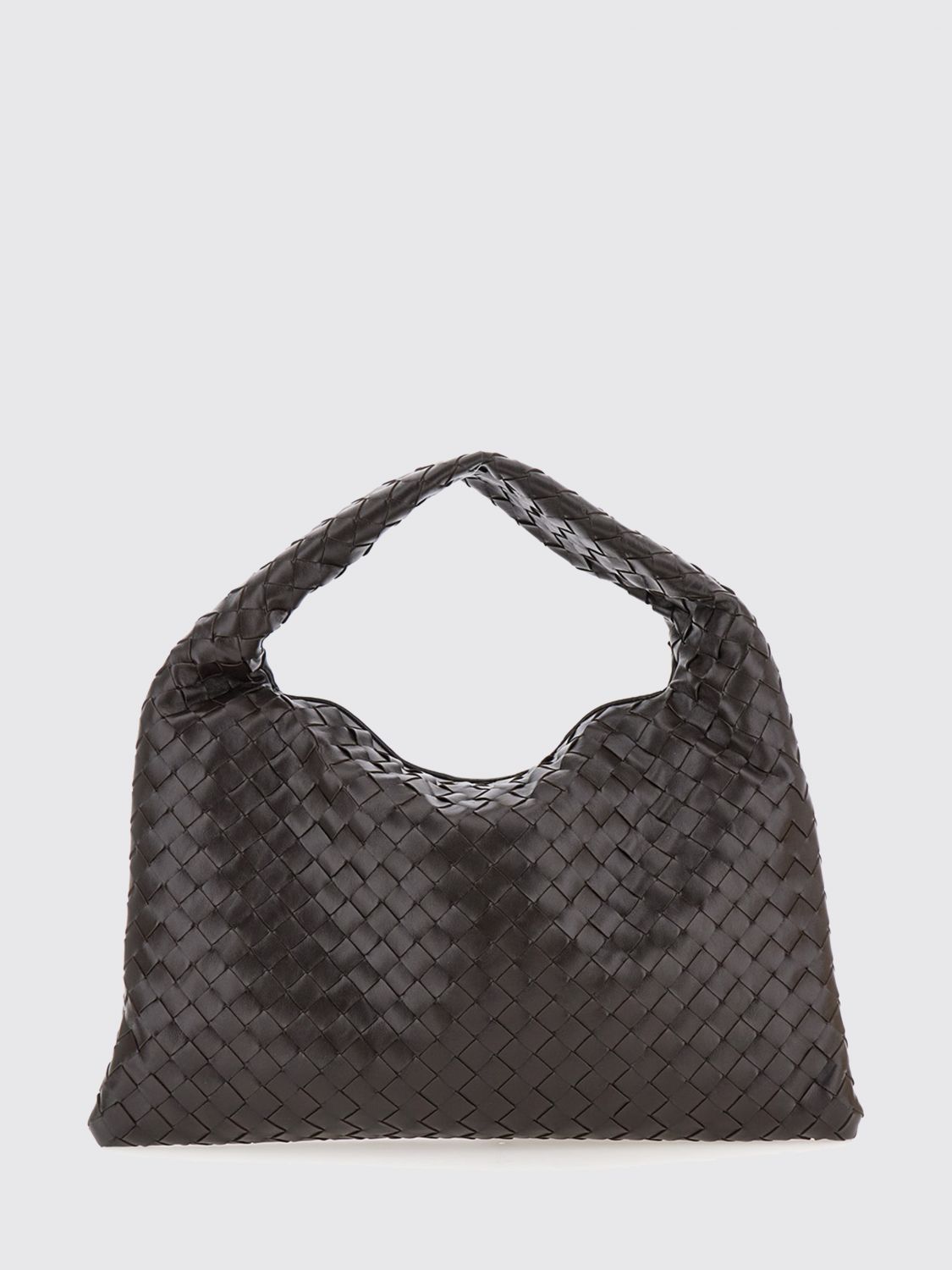 hop intrecciato calfskin shoulder bag with woven handle