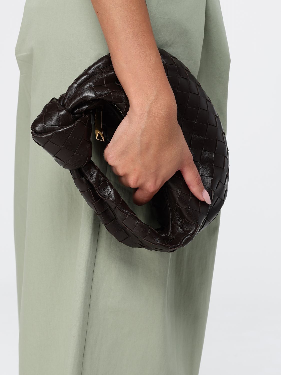 jodie mini handbag in intrecciato leather with knotted handle