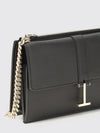 leather crossbody bag with metal chain strap and flap closure