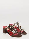 rockstud suede leather mule sandals with medium heel