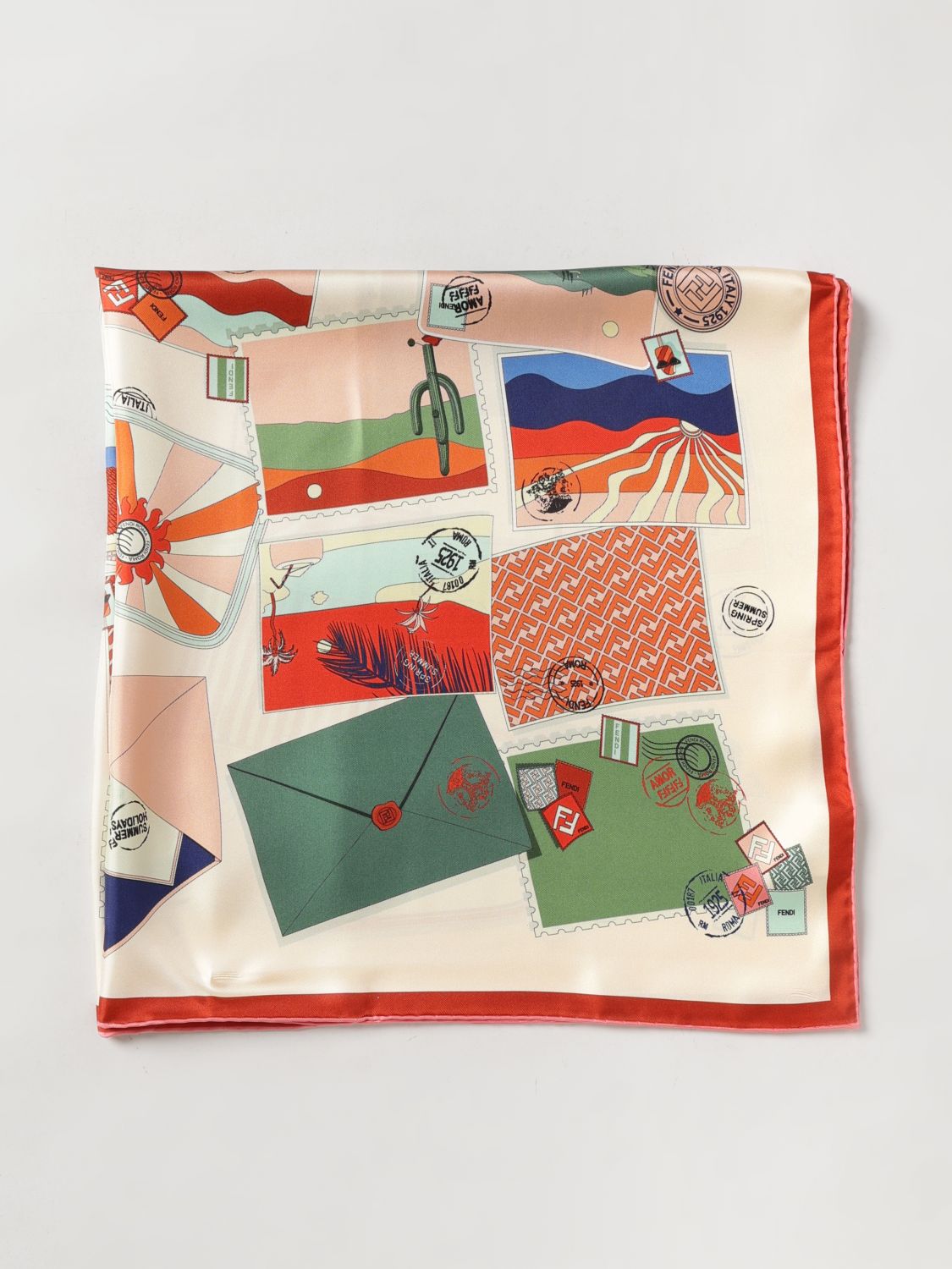 square silk foulard with an all-over graphic print