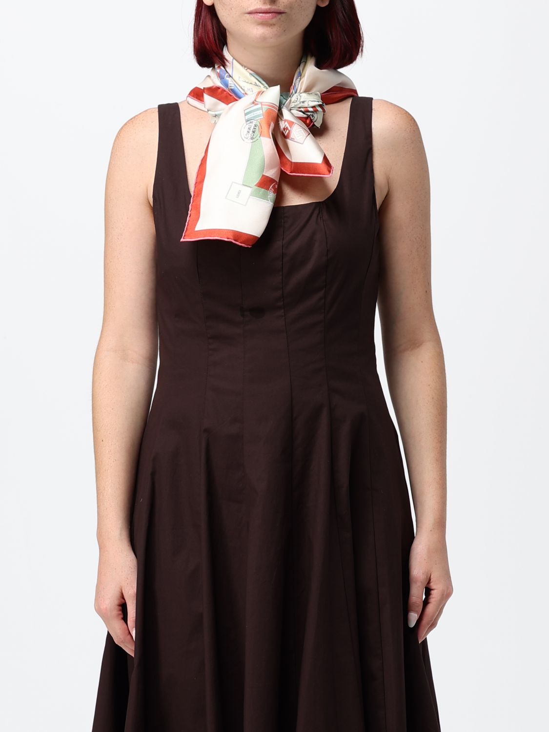 square silk foulard with an all-over graphic print