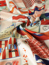 square silk foulard with an all-over graphic print