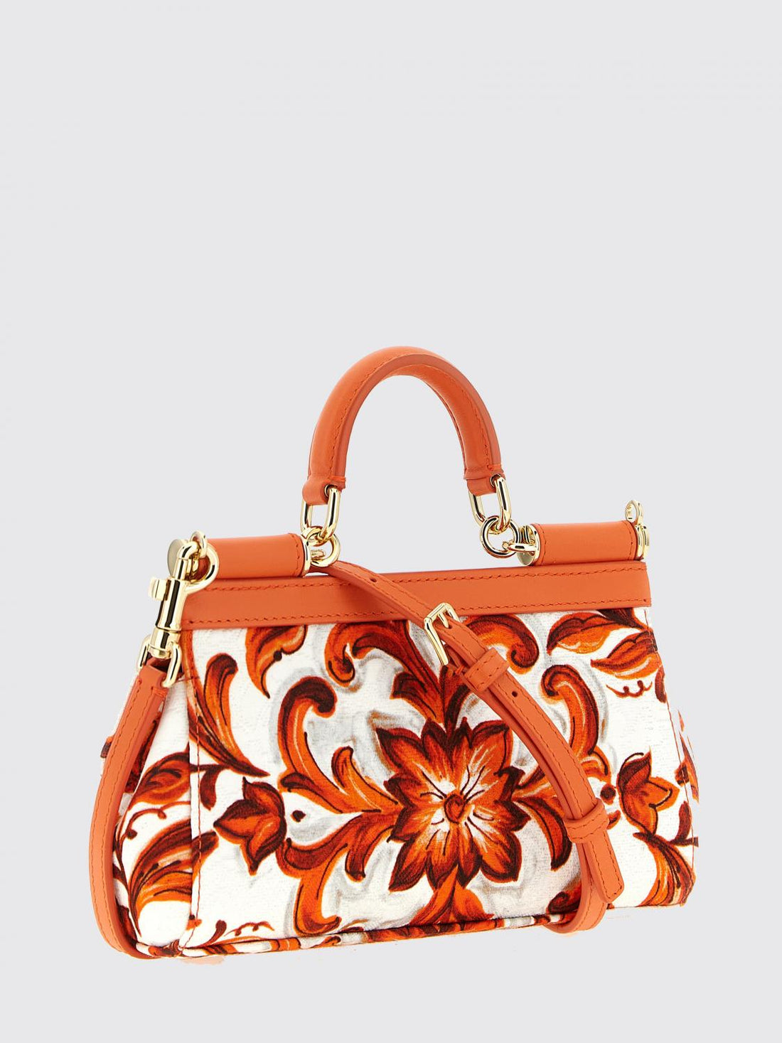 DOLCE &amp; GABBANA OS sicily mini calfskin leather bag with maiolica print and crystals
