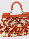 sicily mini calfskin leather bag with maiolica print and crystals