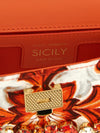 sicily mini calfskin leather bag with maiolica print and crystals