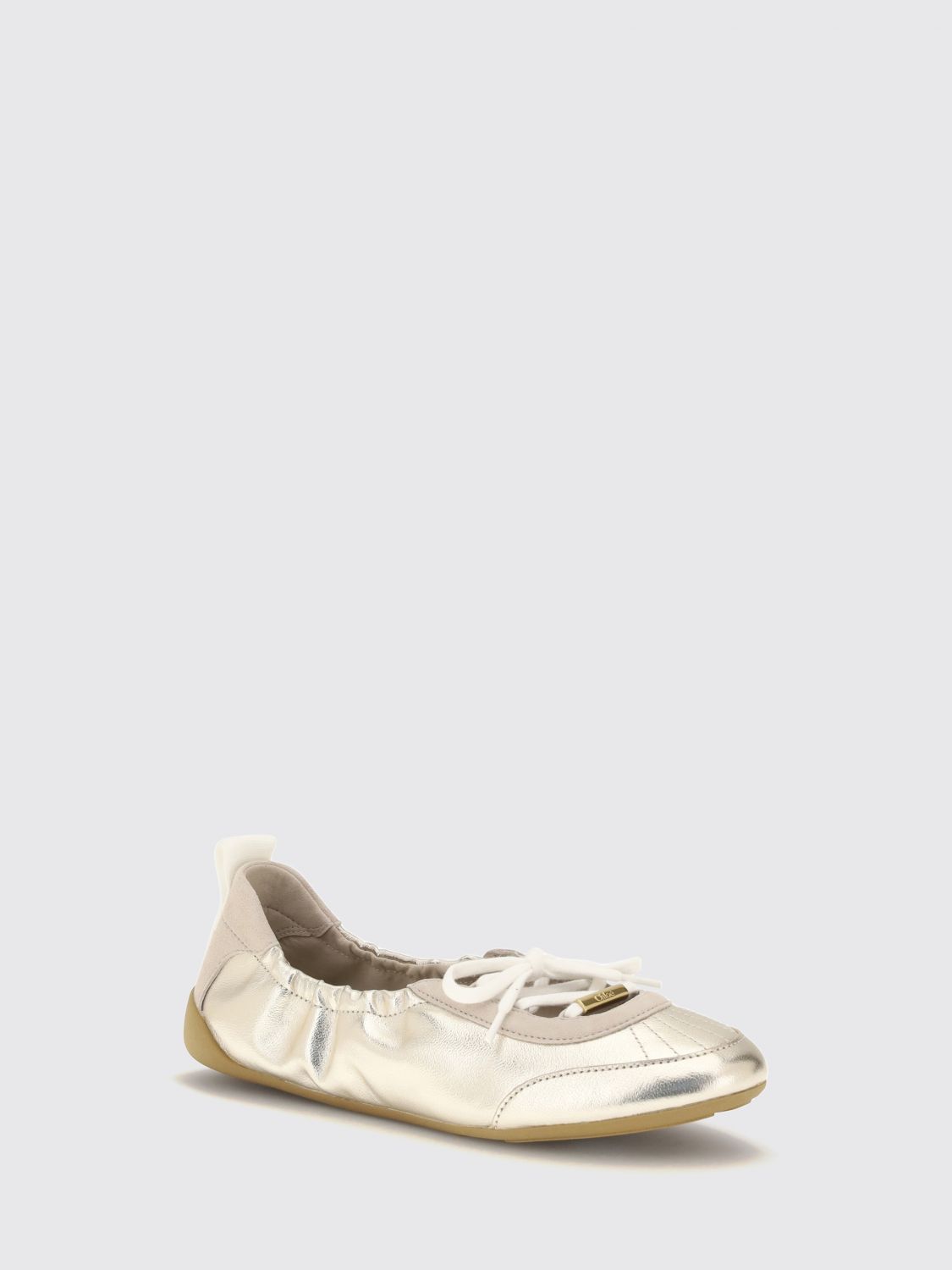 chloé kick ruched laminated calfskin leather ballet flats