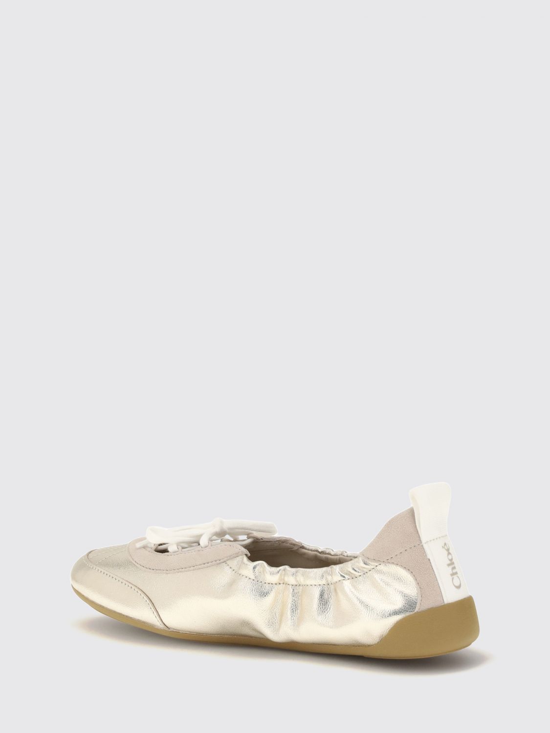 chloé kick ruched laminated calfskin leather ballet flats