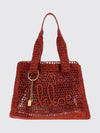 summer banana chloé crochet raffia tote bag with embroidered logo