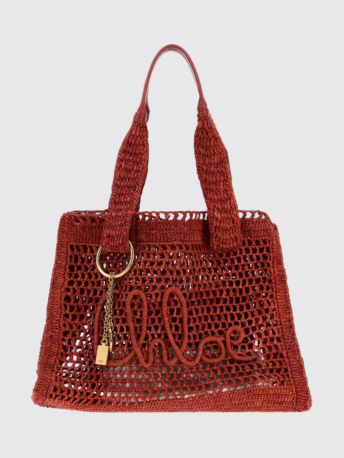 summer banana chloé crochet raffia tote bag with embroidered logo