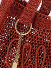 summer banana chloé crochet raffia tote bag with embroidered logo