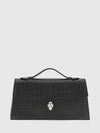 croc-effect calfskin handbag alexander with skull embellishment
