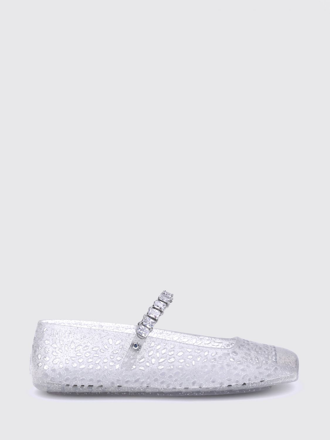 the jelly mary jane ballet flats in transparent pvc with crystals