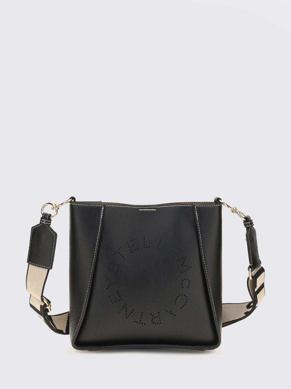 crossbody bag in faux leather with perforated logo