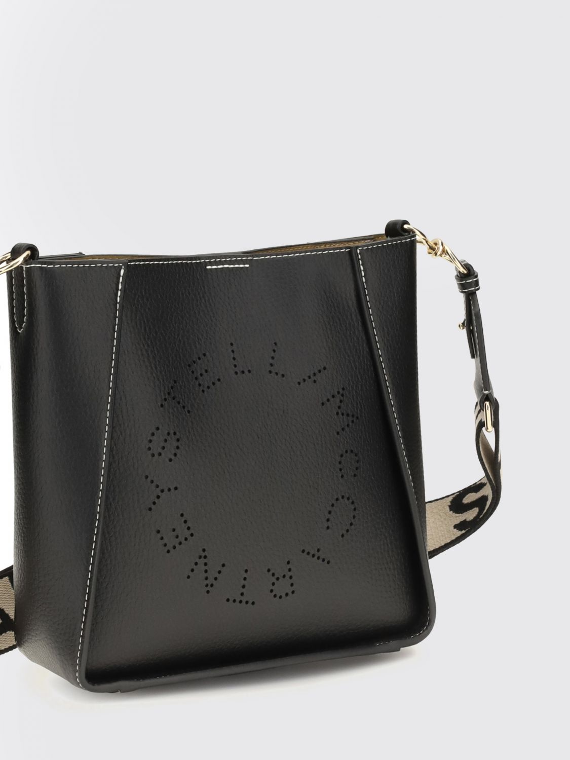 crossbody bag in faux leather with perforated logo