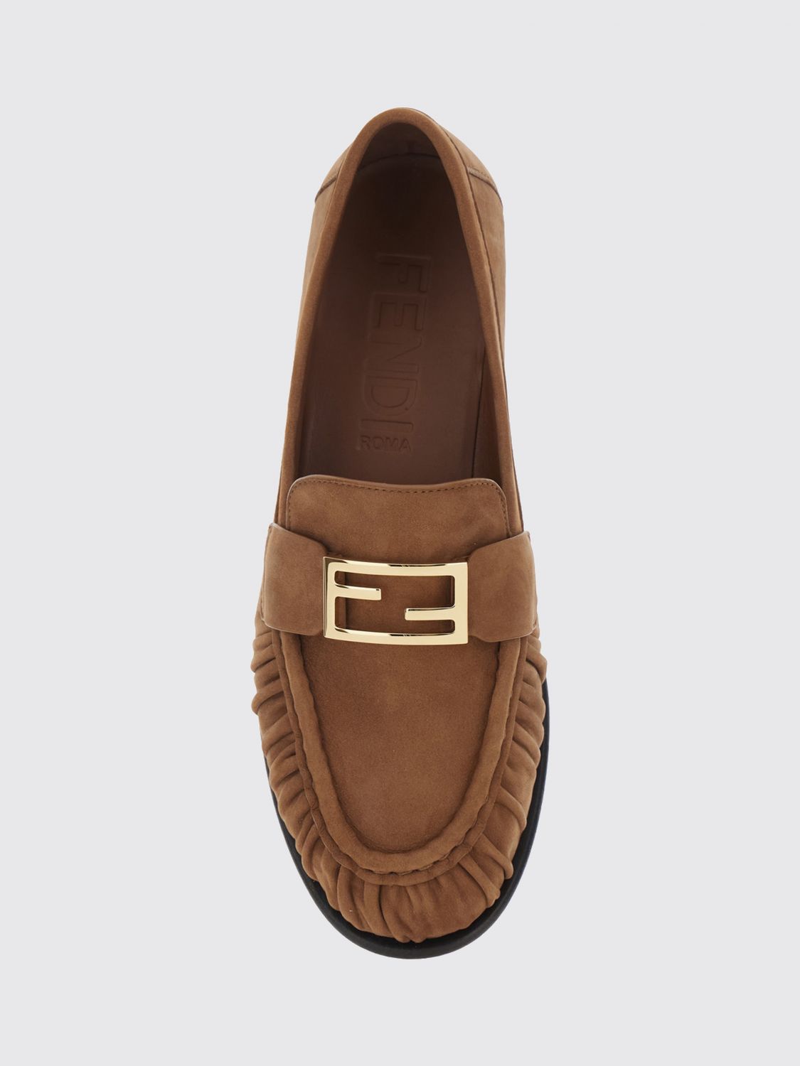 baguette leather penny loafers with ff monogram buckle